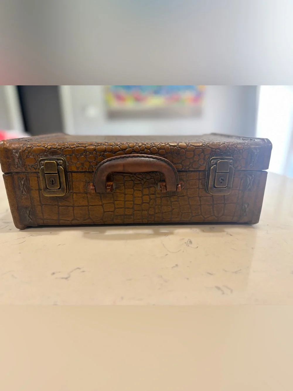 Authentic 1930's-40's Crocodile /ALLIGATOR Skin Travel Case Briefcase Antique